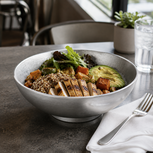 AILUKE AL-SG-RB20 stainless steel bowl in an American restaurant setting