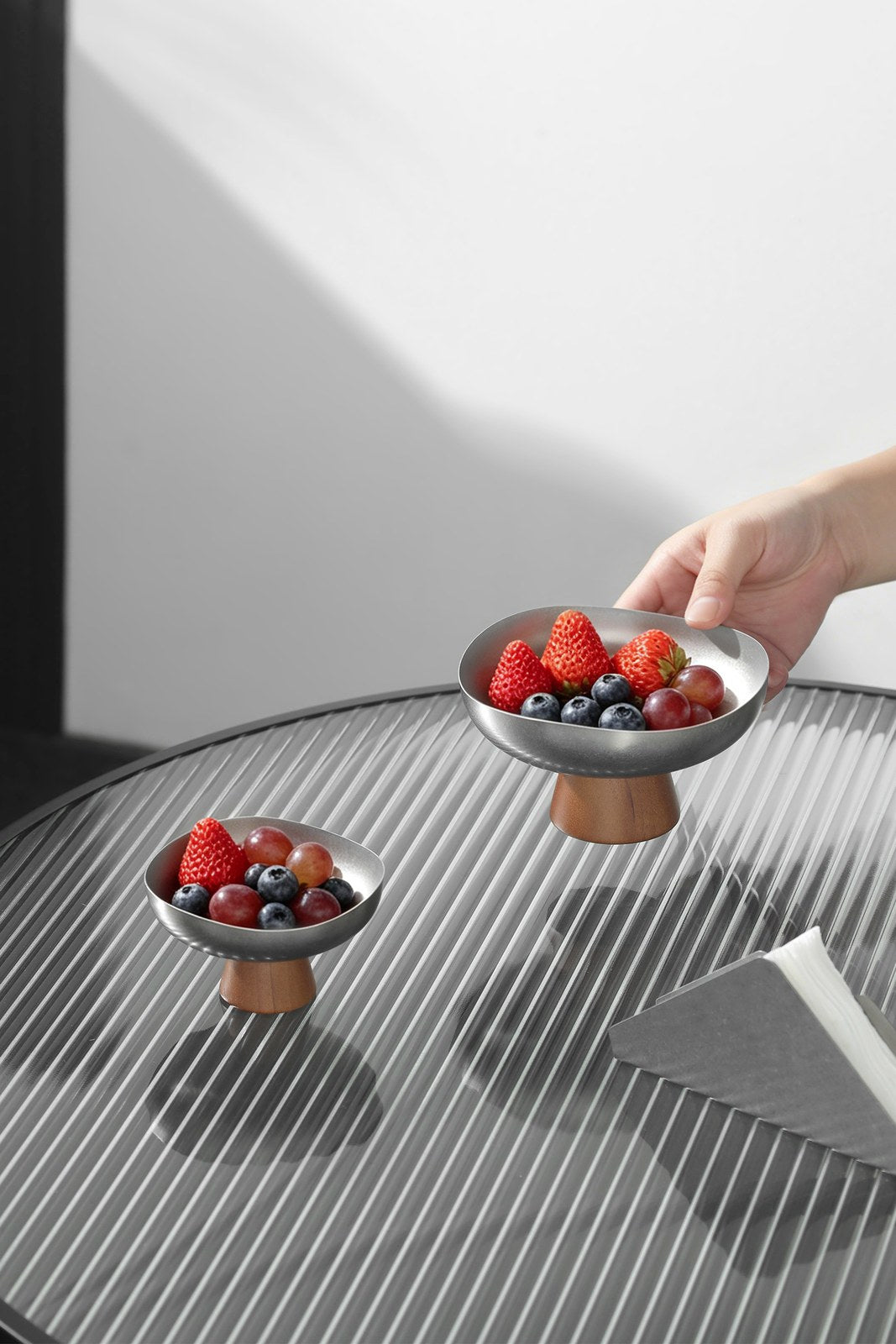 Oak-Base Pedestal Fruit Bowls - product image 4