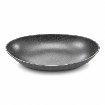 AILUKE AL-SG-OP26 oval stainless steel curry and pasta plate on white background