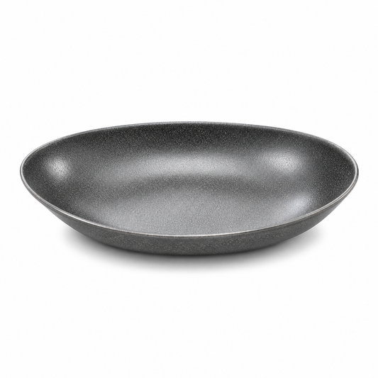 AILUKE AL-SG-OP26 oval stainless steel curry and pasta plate on white background