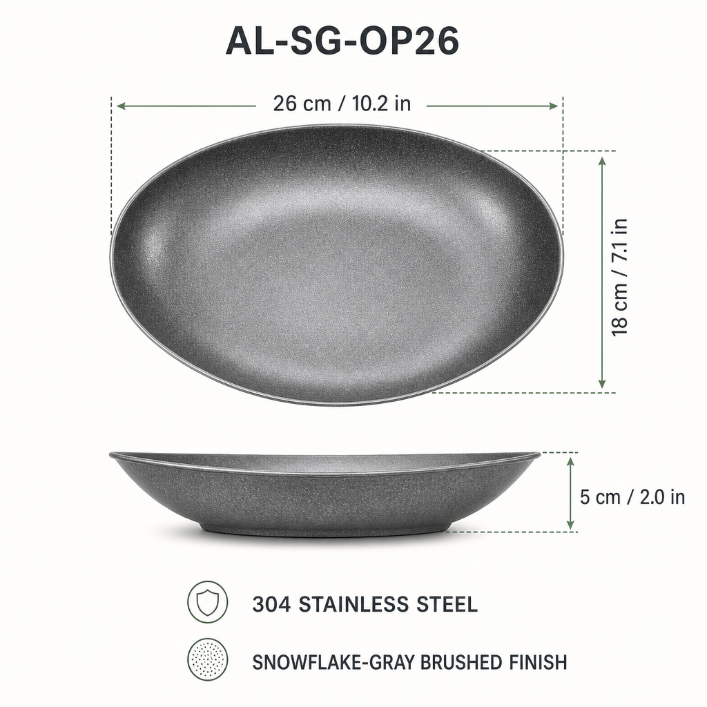 AILUKE AL-SG-OP26 oval plate dimensions 26 by 18 by 5 cm
