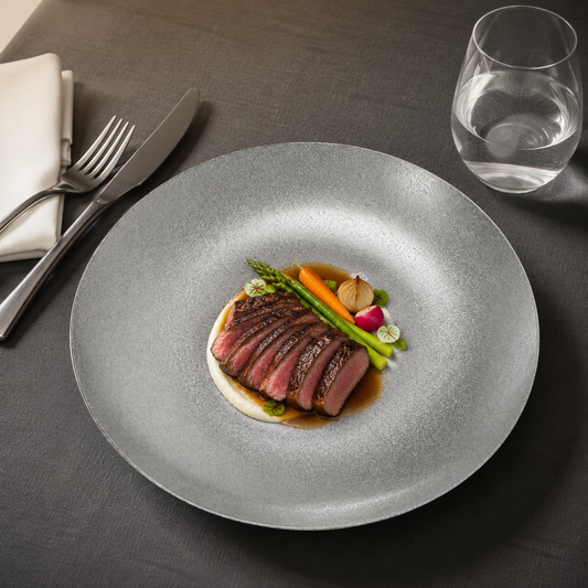 AILUKE AL-SG-RP23 stainless steel deep plate in an American restaurant setting